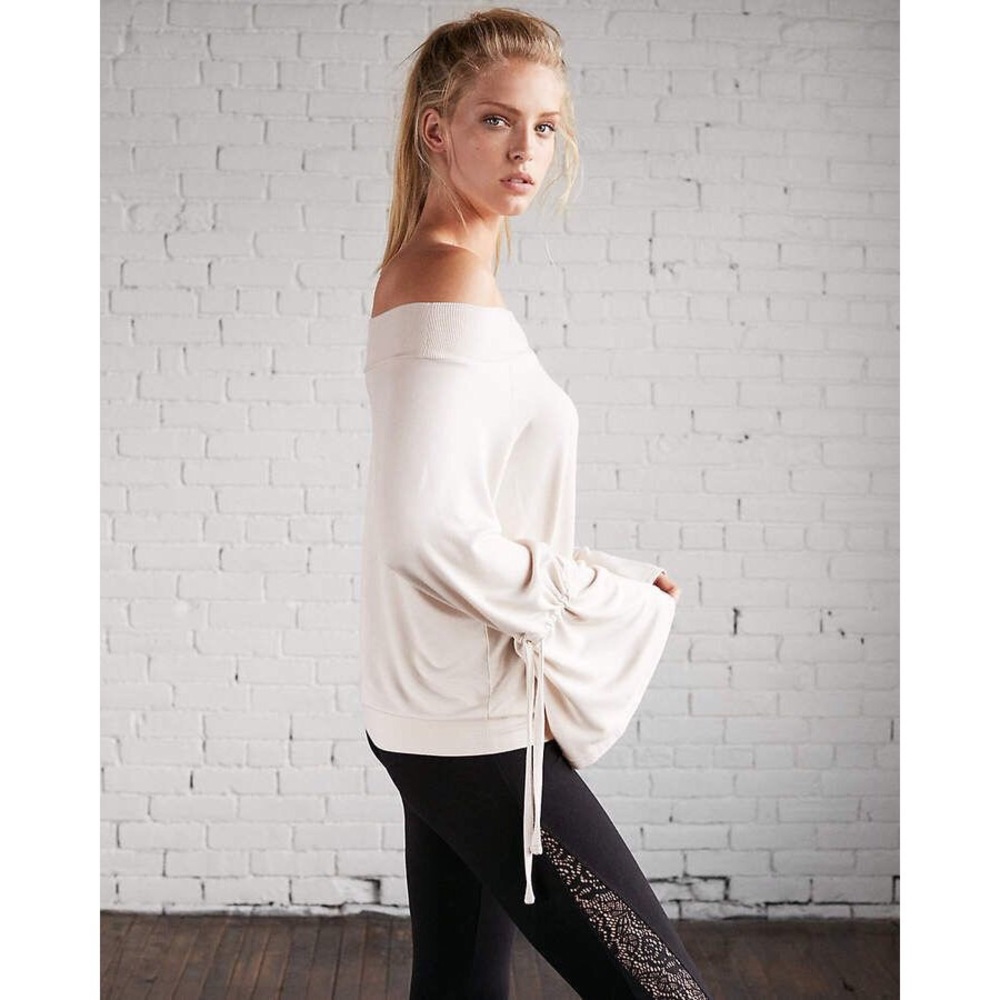 Express Off the Shoulder Tie-Sleeve Sweatshirt